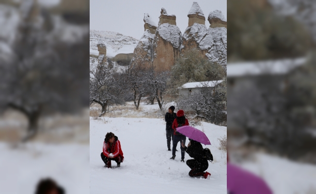 Kapadokya beyaz örtüyle kaplandı