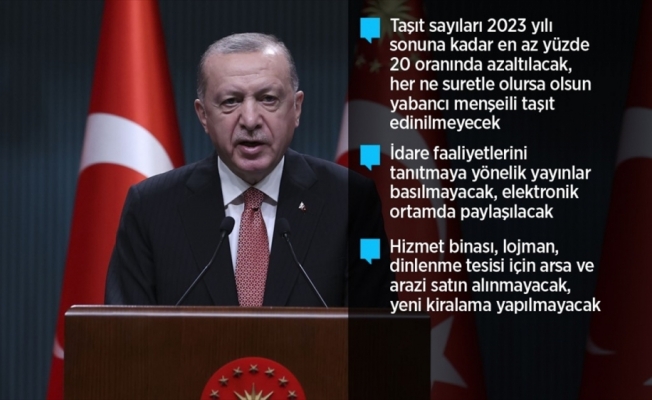 Cumhurbaşkanı Erdoğan'dan 'tasarruf tedbirleri' genelgesi