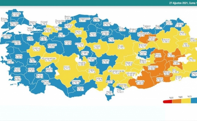 İstanbul Kovid-19 aşı haritasında mavi renge döndü