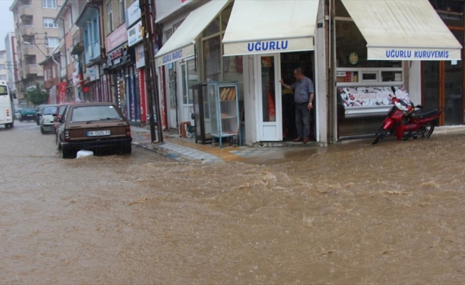 Bilecik'te yağış nedeniyle bazı ev ve iş yerlerini su bastı