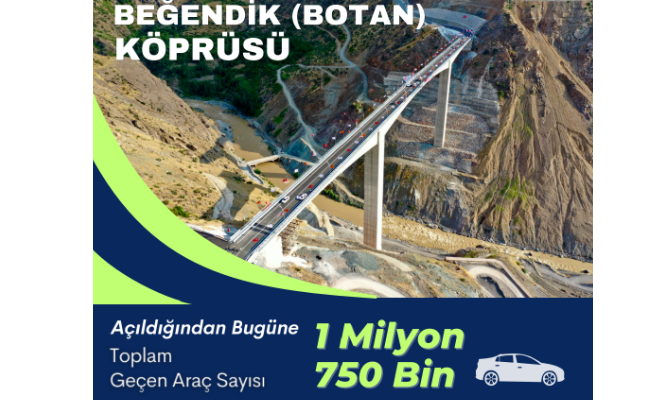 Siirt'teki Beğendik Köprüsü'nden 3 yılda 1 milyon 750 bin araç geçti